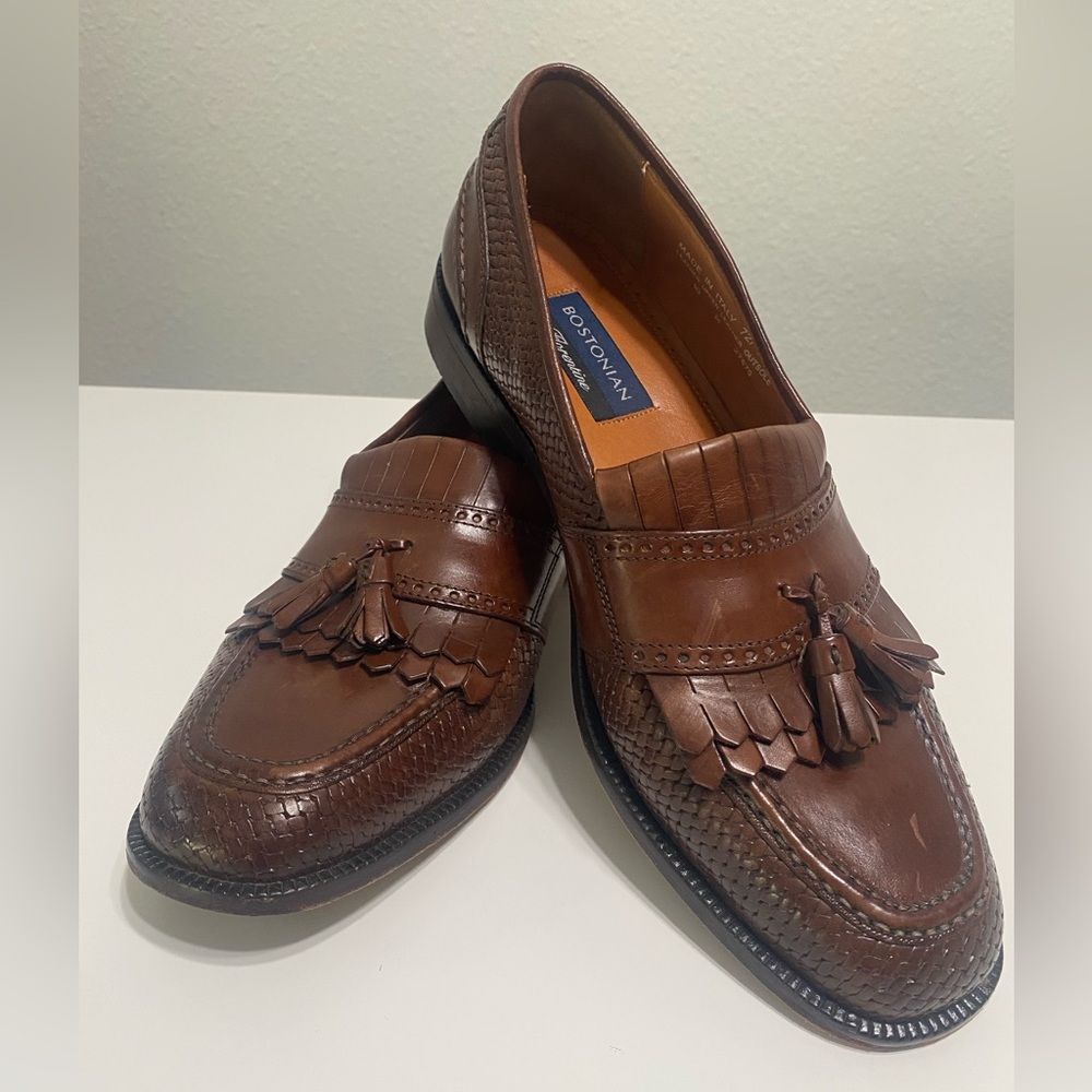 Bostonian Florentine Made in Italy Tan and Brown Leather Loafers